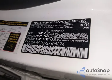 2019 Mercedes-Benz C 300 из США, поврежденный, VIN 55SWF8DB2KU308874